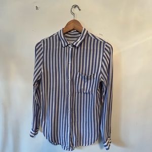 Rails blue and white stripped button up